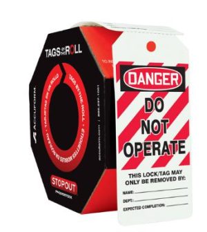 LOCK OUT TAGS 100 PER ROLL DANGER DO NOT OPERATE