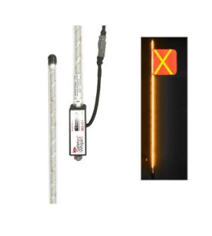 HEAVY DUTY 10FT AMBER LED LIGHTED BUGGY WHIP WITH FLAG