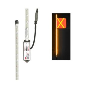 HEAVY DUTY 6FT AMBER LED LIGHTED BUGGY WHIP WITH FLAG