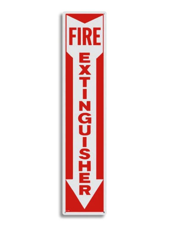FIRE EXTINGUISHER IN DIRECTIONAL ARROW ALUMINUM SIGN 4"x 18"