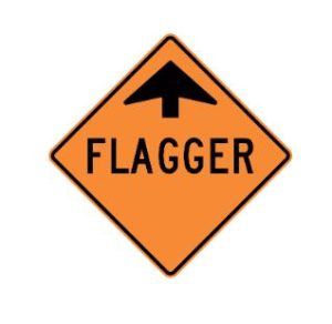 FLAGGER AHEAD DIAMOND GRADE CONSTRUCTION SIGN 75cm x 75cm (C-001-2)