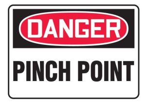 DANGER PINCH POINT LAMINATED DECAL 3.5"x5" (wording only)