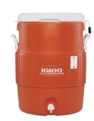 IGLOO ORANGE 10 GALLON WATER COOLER WITH CUP DISPENSER