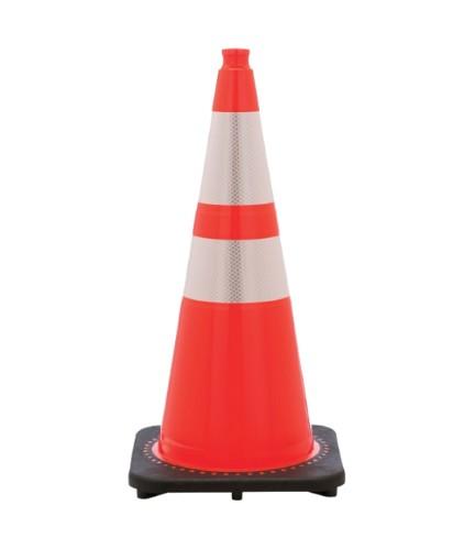 28" TRAFFIC CONE ORANGE W/BLACK BASE 2 HIP (HIGH INTENSITY PRISMATIC) REFLECTIVE REFLECTIVE COLLARS 6" & 4" 9LBS