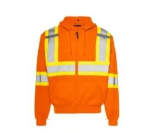 TRAFFIC HI-VIZ ZIP UP ORANGE HOODIE WITH DETACHABLE HOOD & 4" CSA REFLECTIVE CSA Z96-22 CLASS 2 LEVEL 2