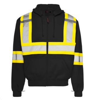 TRAFFIC HI-VIZ ZIP UP ORANGE HOODIE WITH DETACHABLE HOOD & 4" CSA REFLECTIVE CSA Z96-22 CLASS 1 LEVEL 2
