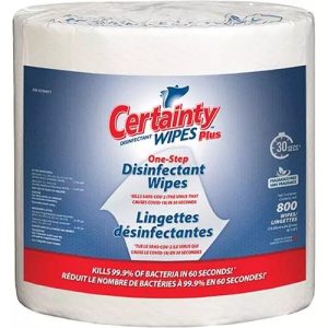 CERTAINTY PLUS DISINFECTANT WIPES 7 9/10" X 5 9/10" 800 SHEETS PER ROLL (2 ROLLS PER CASE) CASE PRICE