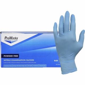 BLUE POWDER FREE 5MIL NITRILE EXAMINATION GRADE TEXTURED GLOVES 100/BOX (LATEX FREE)