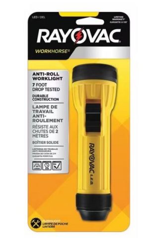 RAYOVAC INDUSTRIAL FLASHLIGHT 3 LED 55 LUMENS  INC 2 X D BATTERIES (7FT DROP TESTED)
