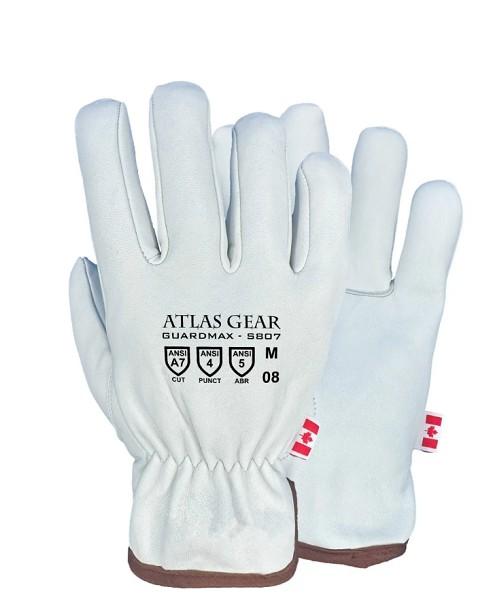 GUARDMAX LEATHER UTILITY GLOVE CUT LEVEL A5, ABRASION 5, PUNCTURE 3, HEAT LEVEL 3 TO 200 DEGREE C (FOR 15 SECONDS)