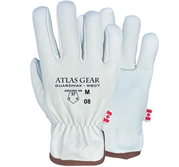 WINTER GUARDMAX LEATHER FLEECE LINES UTILITY GLOVE CUT RATED TO -38 DEGREES C LEVEL A7, ABRASION 5, PUNCTURE 4, HEAT LEVEL 3 TO 200 DEGREE C (FOR 15 SECONDS)
